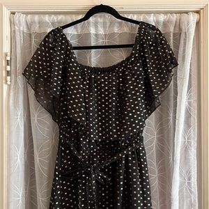 Black and Gold off the Shoulder Dress